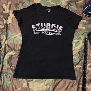 Vintage 90s sturgis sheer back biker shirt made in USA size XL/19